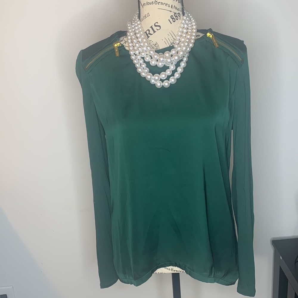 Michael Kors Women's Zip-shoulder Green Blouse